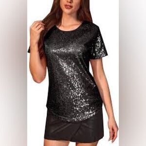 Spadehill Black Sequin Blouse. Medium
